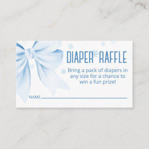 Blaue Schleife Windel-Raffle Winter-Baby-Party  Begleitkarte