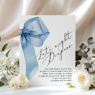 Blaue Schleife Windeln für die Nacht Baby Shower S Poster