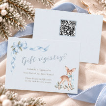 Blaue Schleife Winter-Baby-Party-QR-Code-Geschenke