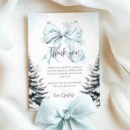 Blaue Schleife Winter-Baby-Shower-Flach-Dankeskart Dankeskarte