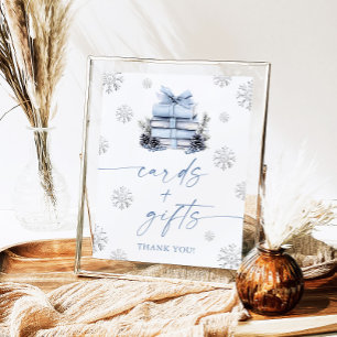 Blaue Schleife Winterbücher Baby Shower Karten & G Poster