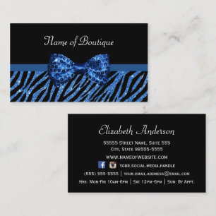 Blaue Schleife Zebra Boutique Visitenkarte