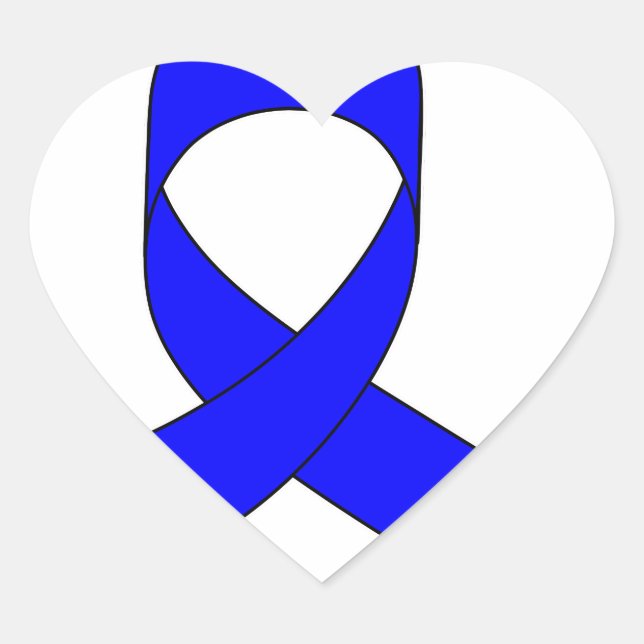 Blaue Schleife Zeichnend Herz-Aufkleber (Vorderseite)