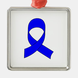 Blaue Schleife Zeichnend Silbernes Ornament