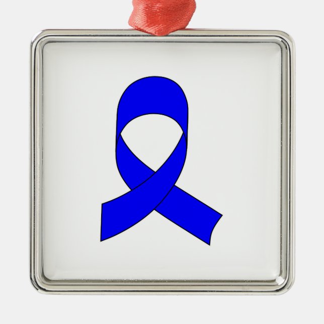 Blaue Schleife Zeichnend Silbernes Ornament (Vorne)