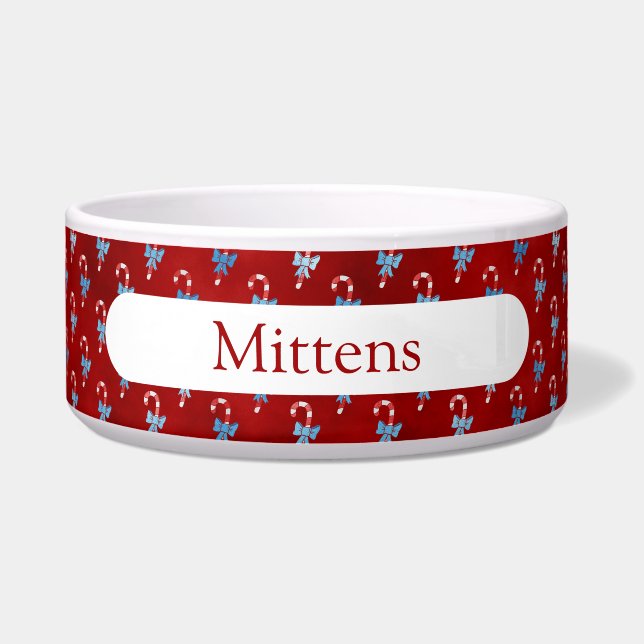 Blaue Schleife Zuckerrohr Rot Weihnachten Ferien Napf (Vorderseite)