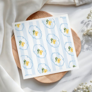 Blaue Schleifen Gelbe Zitrone Baby Shower Serviette