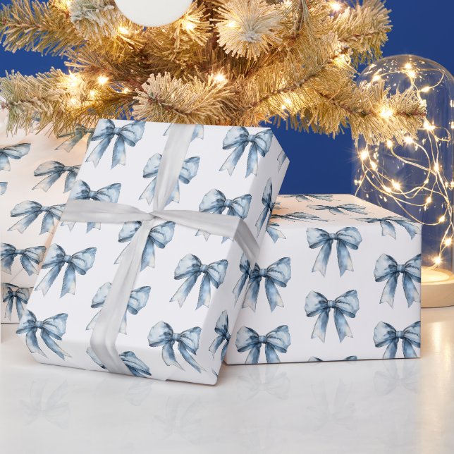 Blaue Schleifen Weihnachten Geschenkpapier (Feiertage)