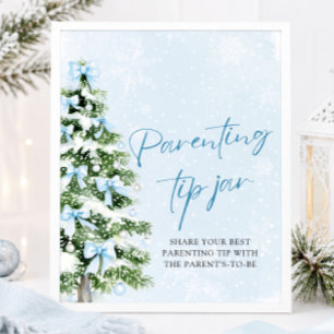Blaue Schleifen Weihnachtsbaum Erziehungstipp Glas Poster