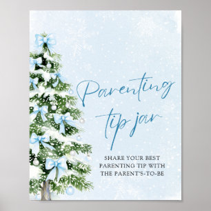 Blaue Schleifen Weihnachtsbaum Erziehungstipp Glas Poster