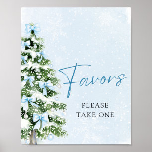 Blaue Schleifen Weihnachtsbaum Winter-Baby-Party-G Poster