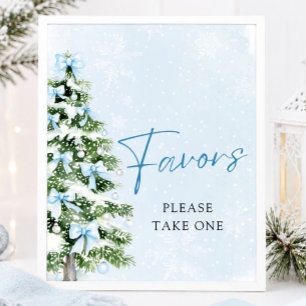Blaue Schleifen Weihnachtsbaum Winter-Baby-Party-G Poster