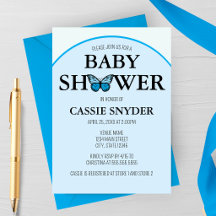 Blaue Schmetterling-Baby-Party-Einladung