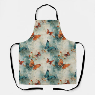 Blaue Schmetterling Englischer Garten Vintage-Blum Schürze