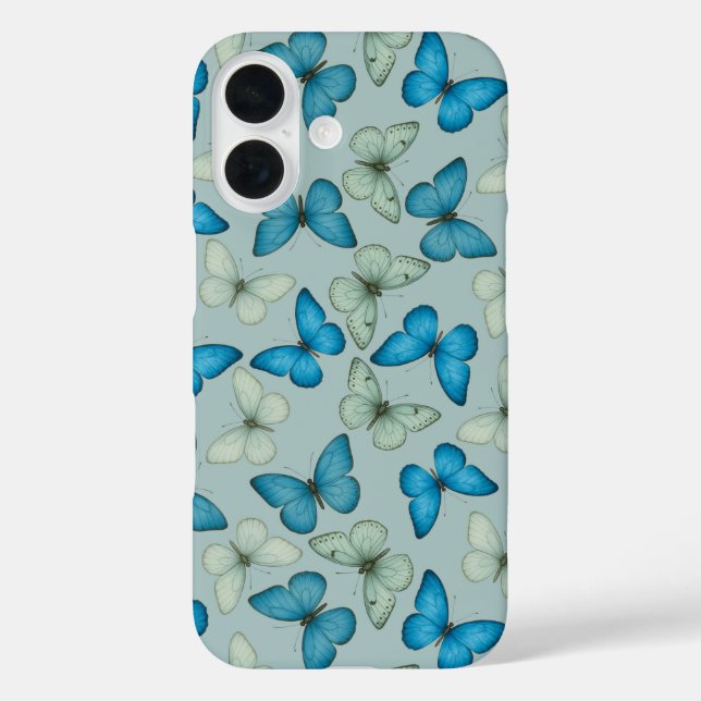 Blaue Schmetterling-Gartenmuster Case-Mate iPhone Hülle (Rückseite)