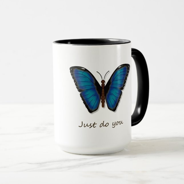 Blaue Schmetterling Kaffeetasse (VorderseiteRechts)