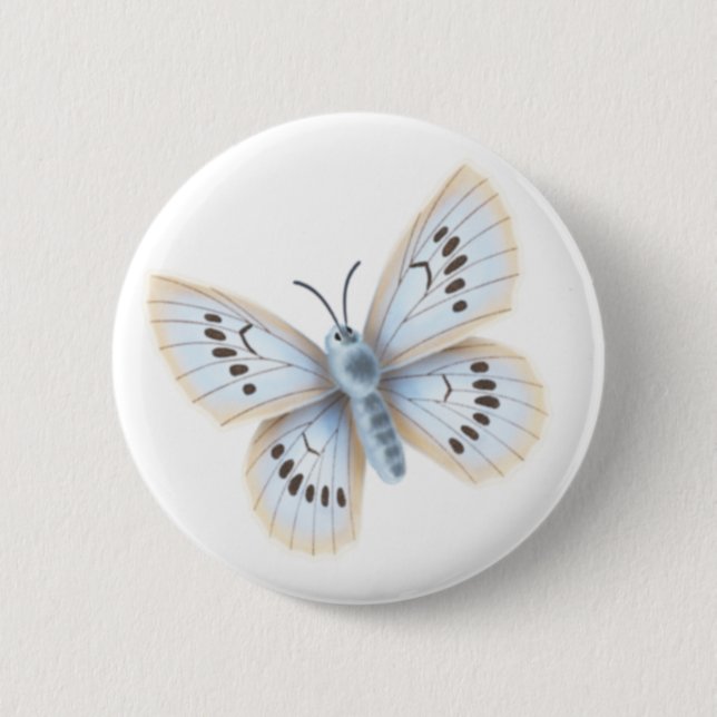 Blaue Schmetterling-Natur-Garten-Insekt Button (Vorderseite)