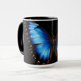 Blaue Schmetterling-Schwarze Kaffeetasse