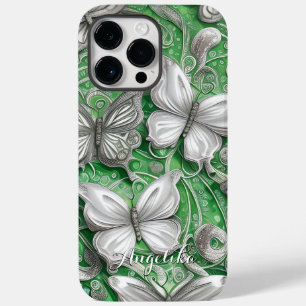 Blaue Schmetterling- und Glitter-Personalisierung Case-Mate iPhone 14 Pro Max Hülle