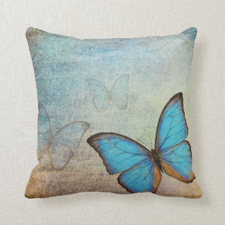 Blaue Schmetterling Vintage Kissen