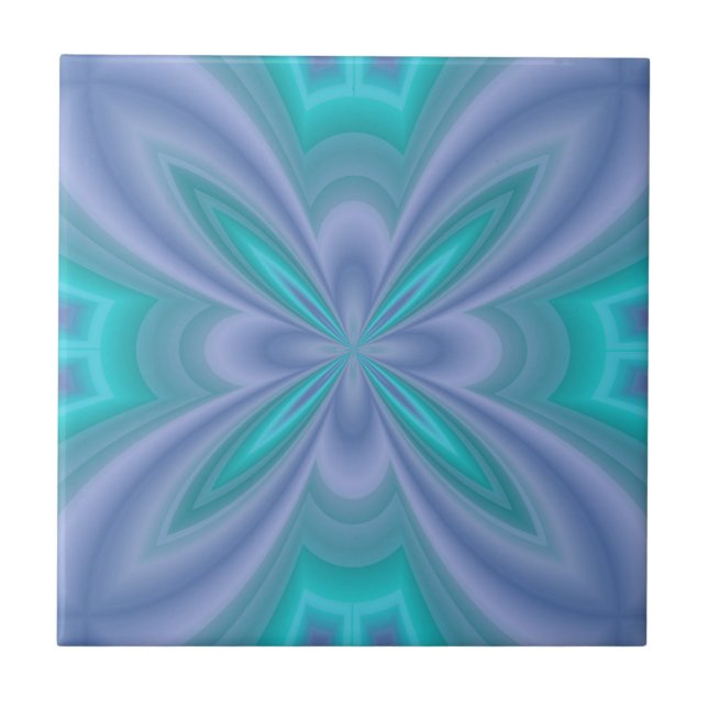 Blaue Schmetterlinge Abstrakt Fliese (Vorderseite)
