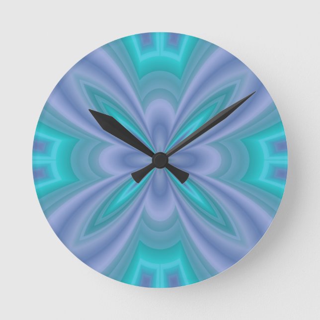 Blaue Schmetterlinge abstrakt Runde Wanduhr (Vorderseite)