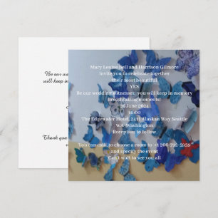 Blaue Schmetterlinge Hochzeits-Einladung Einladung
