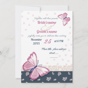Blaue Schmetterlinge Hochzeitskarte