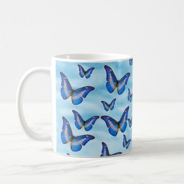 Blaue Schmetterlinge Kaffeetasse (Links)