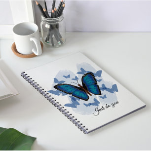 Blaue Schmetterlinge - Klassisches Notizbuch Notizblock