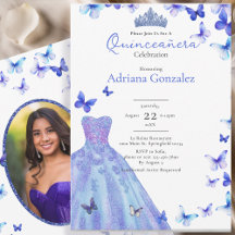 Blaue Schmetterlinge Kleid Tiara Foto Quinceanera