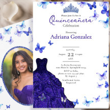 Blaue Schmetterlinge Kleid Tiara Foto Quinceanera
