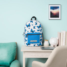 Blaue Schmetterlinge mit Namen Bedruckter Rucksack