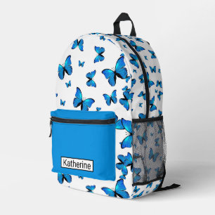 Blaue Schmetterlinge mit Namen Bedruckter Rucksack