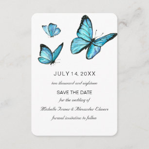 Blaue Schmetterlinge Modern Save the Date Einladung