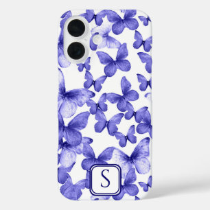 Blaue Schmetterlinge Moderne, elegante, benutzerde iPhone 16 Hülle
