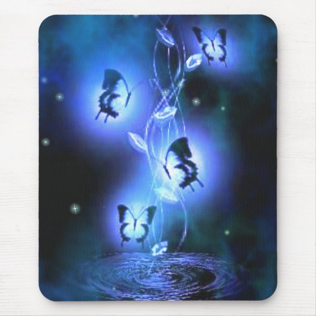 Blaue Schmetterlinge Mousepad (Vorne)