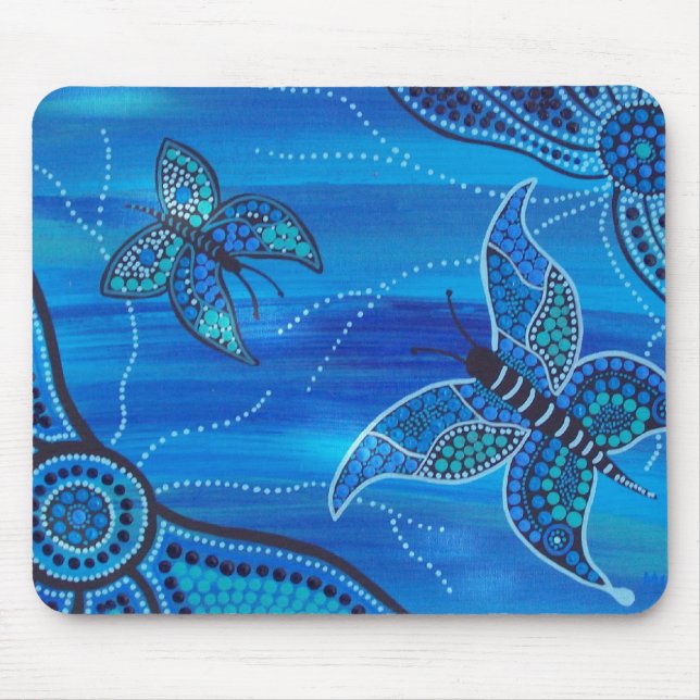 Blaue Schmetterlinge Mousepad (Vorne)