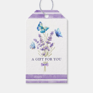Blaue Schmetterlinge und Lavendel-Geschenkanhänger Geschenkanhänger