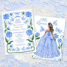 Blaue Schmetterlinge und Rose Prinzessin Quinceane