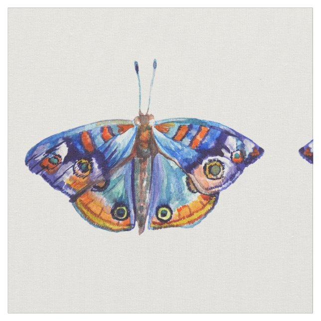 Blaue Schmetterlinge Wasserfarben Kunst Stoff (Nahaufnahme)