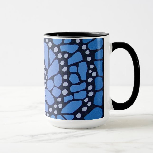 Blaue Schmetterlingmandala-Tasse Tasse (Rechts)