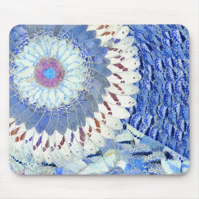 Blaue Schmetterlings-Flügel-Kunst Mousepad (Vorne)