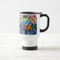 Blaue Schmetterlings-Reise-Tasse
