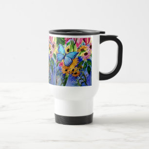 Blaue Schmetterlings-Reise-Tasse Reisebecher