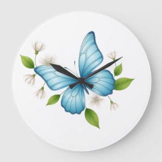 Blaue Schmetterlings-Wanduhr Große Wanduhr