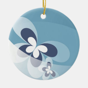 Blaue Schmetterlings-Weihnachtsverzierung Keramikornament