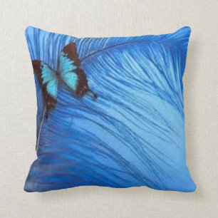 blaue Schmetterlingsfeder Kissen
