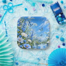 Blaue Schmetterlingswiese Blumen Natur Quadratisch