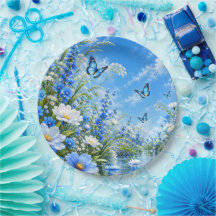 Blaue Schmetterlingswiese Blumen Natur Rund